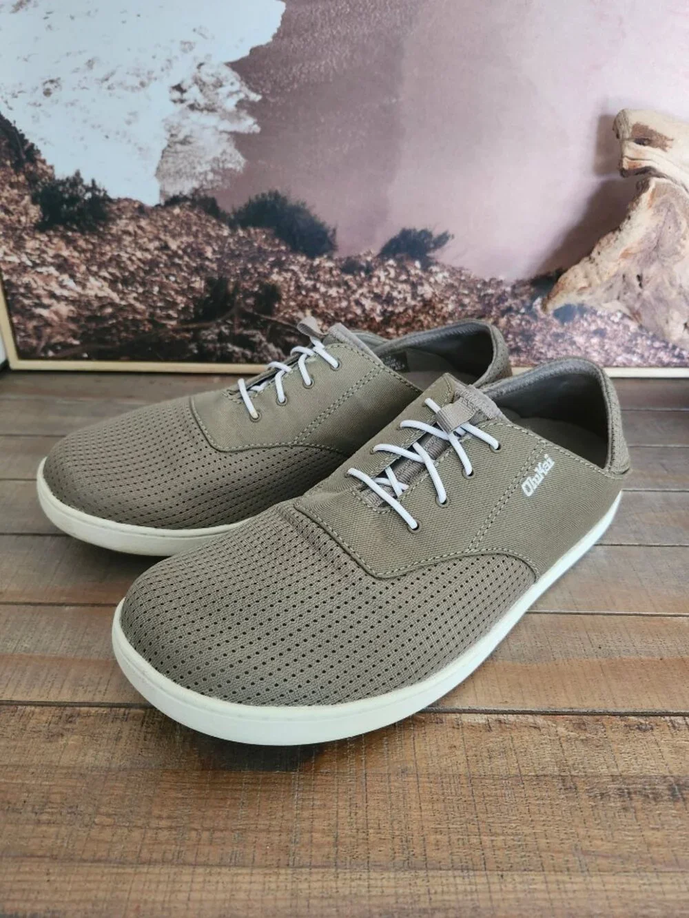 OLUKAI Nohea Moku No Tie Slip On Boat Land/Water Shoes Clay/Tapa 9.5
